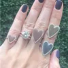 Wedding Rings Gold Silver Color Female Anillos Open Midi Mid Finger Knuckle CZ HEART SHAPE Gift For Women Fashion Jewelry