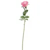 装飾的な花1つの絹の単一の茎バラの花の枝フェイクロサ蛍光植物結婚式のセンターピースのための花