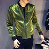 Heren Jackets DJ Club Fancy Outfit Bomber Hommeshinny Black Blue Silve Green Jacket Men Slim Fit Bomberjacket Sharp Jaquetas Masculino