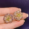 Серьги для глина Hibride Big Flower Design Brand Fashion Luxury Cubic Circonia помолвка свадебная вечеринка E-704