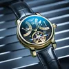 腕時計Guanqin Men's Tourbillon Automatic Waterproof Gold Mechanical Celfinding Watch luminous Stainless Steel