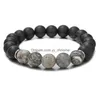 Bracelets de charme 8mm 10mm pierre naturelle à la main brins de perles yoga sier plaqué bracelet élastique bijoux pour femmes hommes livraison directe DH2NB