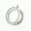 Pendant Necklaces 316L Stainless Steel Round Silver-plated Rhinestone Magnetic Floating Locket Fits Charm Pendants