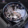 Armbandsur Forsining Men's Fashion Casual Top Brand Watches Hollow Mesh Strap Clock Waterproof Automatic Mechanical Watch Relogio