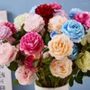 Fleurs décoratives 3 têtes pivoines roses occidentales style européen faux bouquets filés simulation de mariage maison artificielle décor d'automne