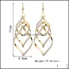 Dangle Chandelier Creative Punk Personality Spiral Earrings For Women Gold Color Geometric Fashion Metal Alloy Long Hanging Ear Je Otewd