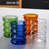 Mugs 300ml Creative Glass Wine Mug Heat-resistant Tumbler Drinkware Tea Juice Milk Coffee Cup Home Office Water Glasses Ripple