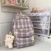 Schooltassen kleine rugzakken Engeland -stijl plaid voor tienermeisjes Japan vers boek schattige strips satchels dames schouder