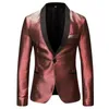 Herrdräkter blazrar herr glänsande modegradient klänning blazer en knapp sjal lapel elegant kostym jacka män casual party prom bröllop bankett tuxedo 230203