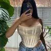 Women's Tanks She'sModa Mesh White Bustier Women's Wrapped Bra Cropped Top