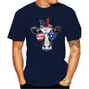 Men's T Shirts Shirt 2023 American Cow Wearing Headband Ladies Cotton For Youth Middle-Age The Old Tee