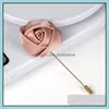 Pins broches heren revers pins handgemaakte rozenbloem boutonniere stick voor man pakken sieraden accessoires drop levering otuqk