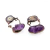 Pendanthalsband 2023 Vintage Natural Stone 10 PCS Böhmen Copper Plated Amethyst Crystal Retro Women Necklace Pendants Wholesale