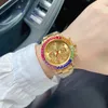 affari Orologio da uomo di lusso Cronografo con diamanti strass Orologi da polso firmati Top brand Cinturino in acciaio inossidabile Orologi classici da uomo Regalo per la festa del papà di Natale