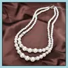 Beaded Necklaces Fashion Chic Double Layer Fake Pearl Beads Bride Bridesmaids Chains For Women Ladies Female Wedding Jewelry Gift Dr Otq9V