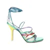 Summer Sandals KHOU Fashion Women Round Head Cross Straps Catwalk Shoes Stiletto 10cm High Heel Large Size 34-44 36971