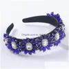 Stirnbänder 2021 Mode Stoff Intarsien Strass Acryl Blume Einfache Charming Stil Damen Haar Hoop Zubehör Drop Lieferung Jewe Dhabc