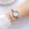 Armbanduhren Mode Frauen Quarzuhren Luxus mit Diamanten Rom Shellface Design Uhr Armband Edelstahlarmband Weibliche Geschenkuhr