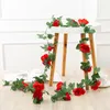 Flores decorativas 16 Fake Silk Rose Vine Artificial Hanging Garland para Casamento Decoração de Artesanato de Garda de Parque de Parque de Casamento ao ar livre