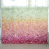 Dekorativa blommor 2,4 med 2,4 m 3D Artificial Silk Flower Wall Square Gradual Change Hydrangea Peony Rose Styles för bröllopsbakgrund