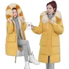 Women's Trench Coats Winter Jacket Long Women Parkas Coat 2023 Female Cotton Padded With Hood Faux Fur Collar Ladies Warm Basic Tops C