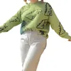 Women's Two Piece Pant Dinosaur Print Knitted Sweaters Pullover Woman Clothes Fall Winter 2023 Trend Vintage Long Sleeve Top Clothing y2k Fashion 230204