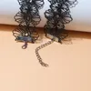 Łańcuchy naśladowanie perłowe czarne koronkowe naszyjniki choker biżuteria dla kobiet tatuaże ślubne TASSEL Punk w stylu wisior