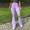 Women's Pants 2023 Female Vintage 90s Sweatpants Purple Ribbed Gothic Y2K Joggers Women Knitted Flare Slim High Waist Aesthetic Trousers