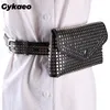 Waist Bags Fashion Rivet Luxury Designer Fanny Pack Small Women Phone Pouch Punk Belt Ladies Party Purse Evening Day Clutches 230204
