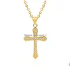 H￤nge halsband mode smycken 14k guld pl￤terad diamant Jesus korshalsband kvinnor m￤n kristall rad droppleverans h￤nge dh51w