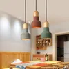 Pendant Lamps Solid Wood Cement Lights Vintage Bar Loft Industrial Colorful Led Hanging Lamp Dining Room Cafe Kitchen Light Fixtures