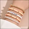 Beaded Strands Bohemian Mticolor Pearl Soft Y Beaded Set For Women Fashion Colorf Beach Bracelets Couples Jewelry Gift 5Pcs/Set Dro Otyhs