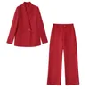 Women's Two Piece Pants Suit Office Ladies Blazer Set With Button Long Sleeve Coat Casual Elegant Outwear Woman Jacket SuitWomen