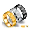 Band Rings Classic Mens 8Mm Stainless Steel Brushed Surface Wedding Unisex Engagement Jewelry Size 613 Drop Delivery Otico