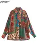 Kadınlar bluz gömlekleri zevity kadınlar vintage bez patchwork paisley çiçek baskı yumuşak dokunuş smock bluz kadın gömlek şık kimya blusas üstleri ls2102 230204