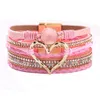 Charm Bracelets Fashion Jewelry Pu Leather For Women Handwoven Hollowed Heart Rhinestone Mtilayer Bracelet Drop Delivery Dhyfb