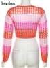 Women's T-Shirt Hawthaw Women Fashion Long Sleeve Knitted Fishnet Hollow Out Crop Tops T Shirts Autumn Clothes Wholesale Items For Business 230204