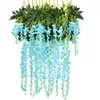 Faux Floral Greenery 12pcs wisteria glicynia flores artificiais jardim decoração ao ar livre videira para decoração de casamento em casa 45 polegadas plantas falsas 230204