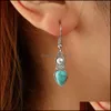 Dangle Lustre Rétro Larme Turquoise Pierre Naturelle Pendentifs Boucle D'oreille Femmes Bijoux Cadeau Classique Ornements Drop Delivery Earr Otufb