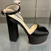 lady rhinestone sandals Luxury Designers womens dress shoes Classic platform heels triangle buckle Embellished Ankle strap 13CM high Heeled women sandal 34-42