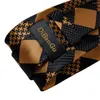 Bow Ties Fashion Men binds Gold Black Plaid Silk Wedding For Hanky ​​Cufflink Set Dibangu Novel Design Business MJ-7328