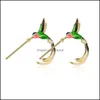 Fashion Fashion Flying Hummingbird Orecchini a sospensione a ciondolo lungo Nappel Animal Bird Regone rame carino Earring Drop Delivery Gioieri OT7JL