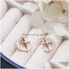Stud Fashion Jewelry S925 Sier Needle Moon Star Earrings Simple Exquisite Cute Drop Delivery Dh6Bc