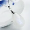 Pendant Necklaces Genuine Natural Blue Light Moonstone Crystal Water Drop Bead Women Gift 31x20x9mm