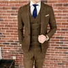 Męskie garnitury Blazers 2023 Marka ciemnozielona tweed groom ślub garnitur smokingowy Slim Fit Blazer Blazer Cest