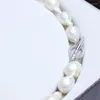 Chaînes tour de cou en perles baroques d'eau douce avec fermoir brillant Keshi collier blanc femmes bijoux cadeaux
