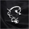 Ear Cuff Fashion Jewelry Retro Punk Style Metal Hollowed Out Rose Ears Hang Single Piece Clip Earrings Earhook Drop Delivery Dhkh1