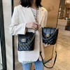 Stores Sell Designer Bags Online at Low Prices 2023 Spring New Women's Rhombus Embroidered Thread Bucket Large and Small Solid Color Buckle