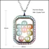 Lockets Magnetic Open Rainbow Pearl Cage قلادات قلادة للنساء حبات البلورة الزجاجية العائمة سحر سحر الأزياء مجوهرات OTKGV