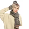 Şapkalar Eşarplar Eldivenler Setler Sonbahar Kış Kadınlar Örme Şapka Sıcak Beanie Kapaklar Scarf 3pcs/Set Damla Teslimat Moda Aksesuarları Şapkalar GL DH7FS